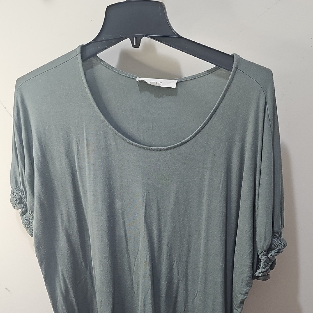 LOFT Green Cuffed Sleeve Relaxed T-Shirt